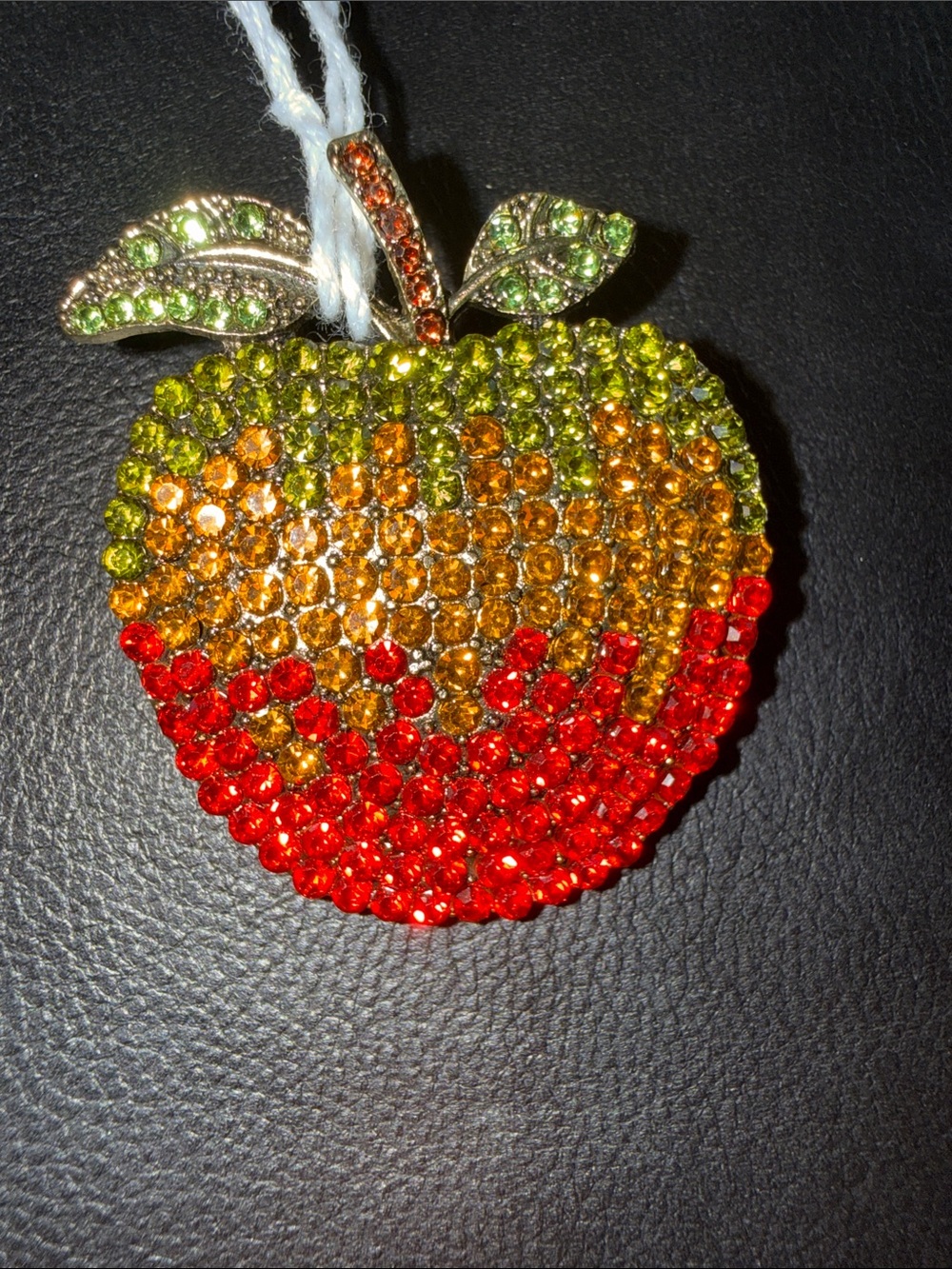 Crystal Apple Brooch — Multicolor Red Orange Green Rhinestone Pin